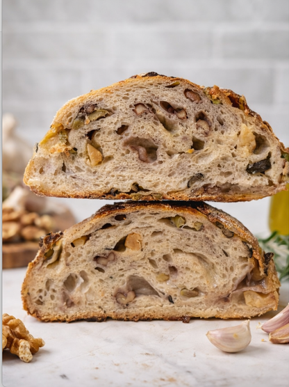 Garlic & Olive & Walnut Sourdough Bread